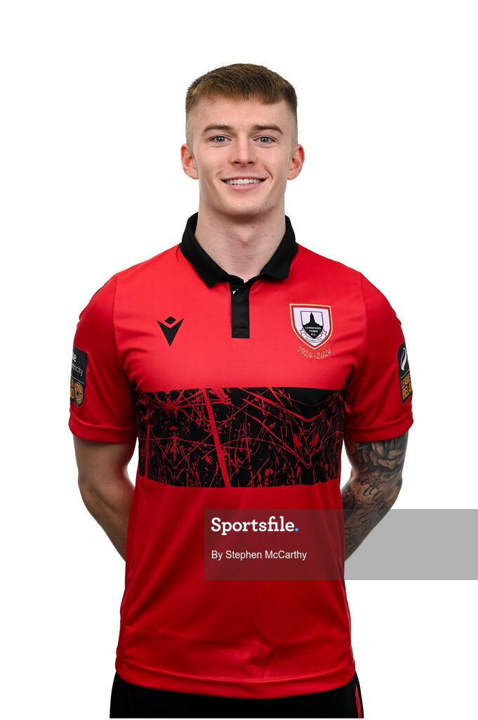13 February 2024; Kyle O'Connor poses for a portrait during a Longford Town FC squad portraits session at John Hyland Park in Baldonnell, Dublin. Photo by Stephen McCarthy/Sportsfile