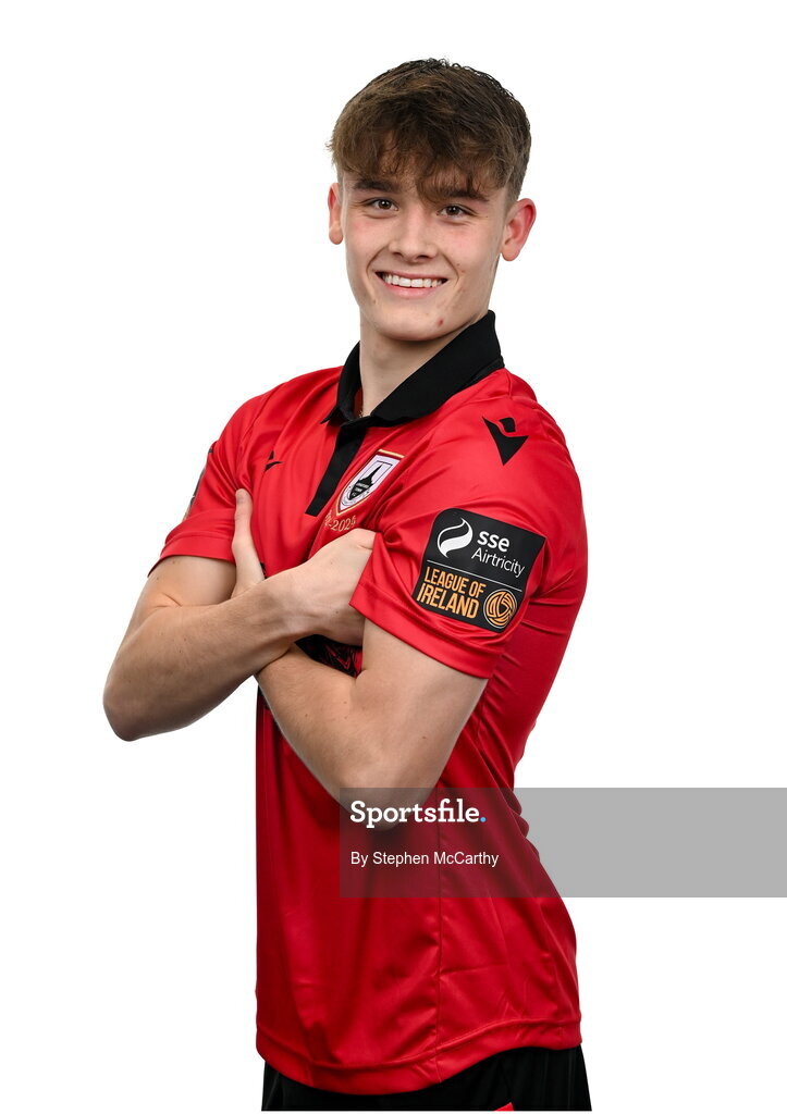 13 February 2024; Callum Bonner poses for a portrait during a Longford Town FC squad portraits session at John Hyland Park in Baldonnell, Dublin. Photo by Stephen McCarthy/Sportsfile
