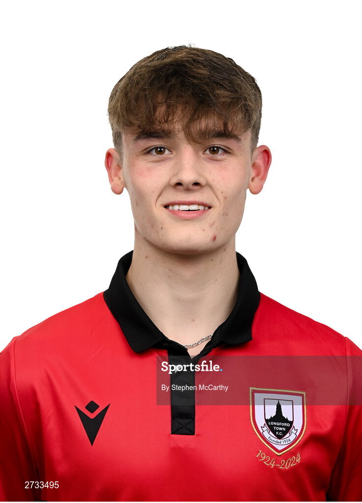 13 February 2024; Callum Bonner poses for a portrait during a Longford Town FC squad portraits session at John Hyland Park in Baldonnell, Dublin. Photo by Stephen McCarthy/Sportsfile