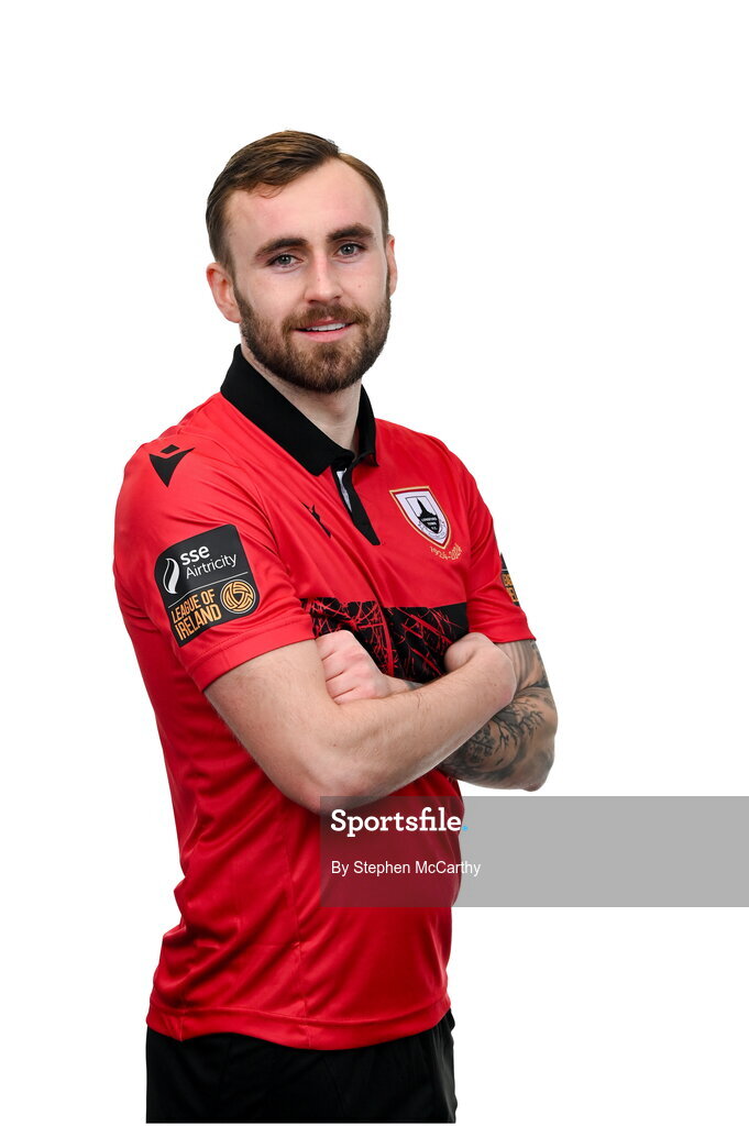 13 February 2024; Luke Wade-Slater poses for a portrait during a Longford Town FC squad portraits session at John Hyland Park in Baldonnell, Dublin. Photo by Stephen McCarthy/Sportsfile