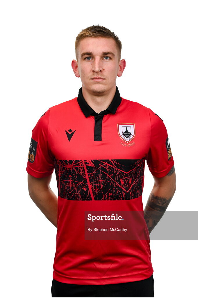 13 February 2024; Viktor Serdeniuk poses for a portrait during a Longford Town FC squad portraits session at John Hyland Park in Baldonnell, Dublin. Photo by Stephen McCarthy/Sportsfile