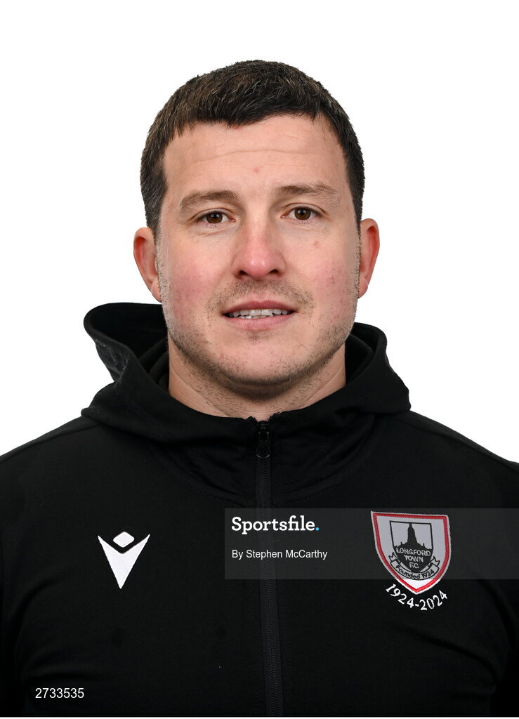 13 February 2024; Goalkeeping coach Gabriel Sava poses for a portrait during a Longford Town FC squad portraits session at John Hyland Park in Baldonnell, Dublin. Photo by Stephen McCarthy/Sportsfile