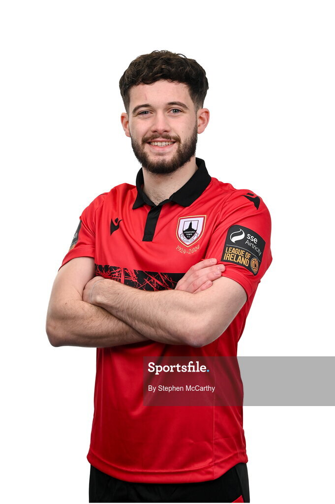 13 February 2024; Jordon Tallon poses for a portrait during a Longford Town FC squad portraits session at John Hyland Park in Baldonnell, Dublin. Photo by Stephen McCarthy/Sportsfile
