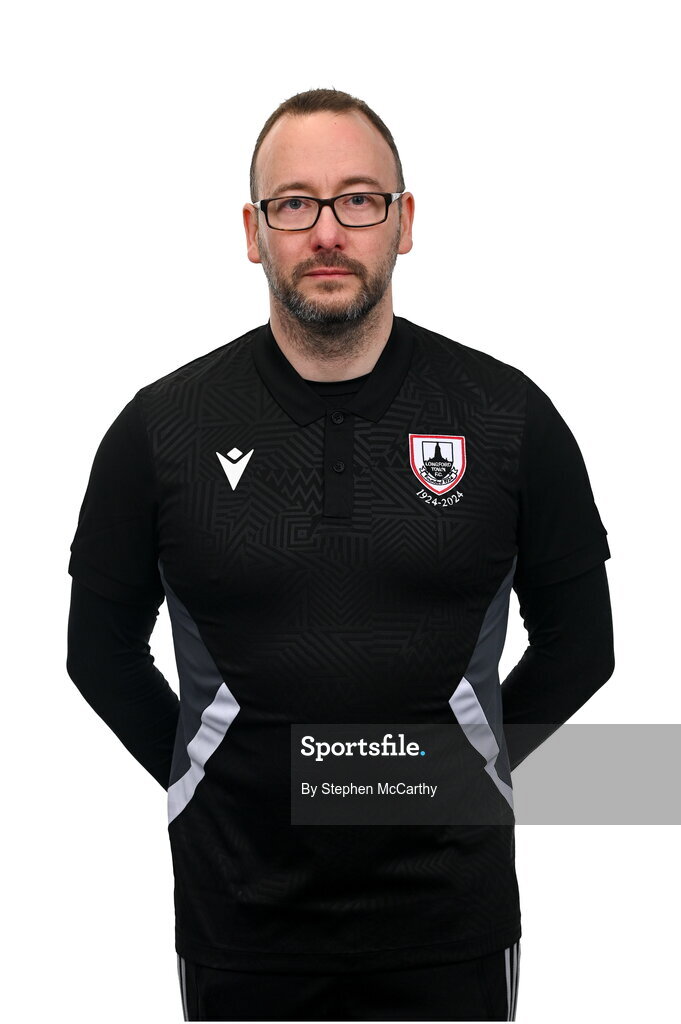 13 February 2024; Assistant sports therapist Richard Mullen poses for a portrait during a Longford Town FC squad portraits session at John Hyland Park in Baldonnell, Dublin. Photo by Stephen McCarthy/Sportsfile