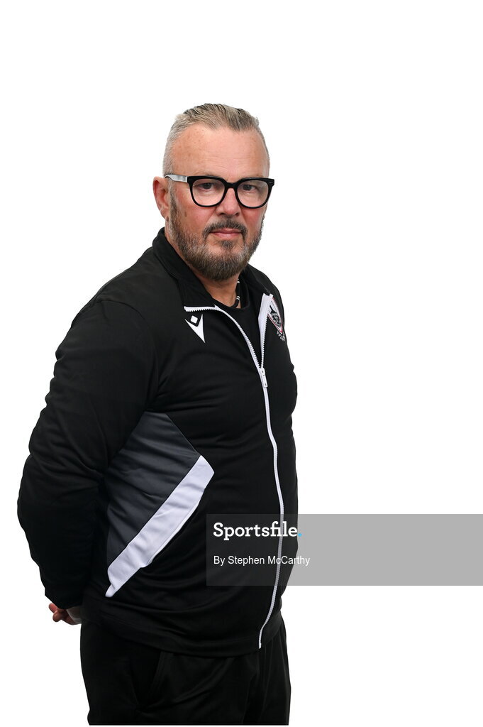 13 February 2024; Manager Stephen Henderson poses for a portrait during a Longford Town FC squad portraits session at John Hyland Park in Baldonnell, Dublin. Photo by Stephen McCarthy/Sportsfile