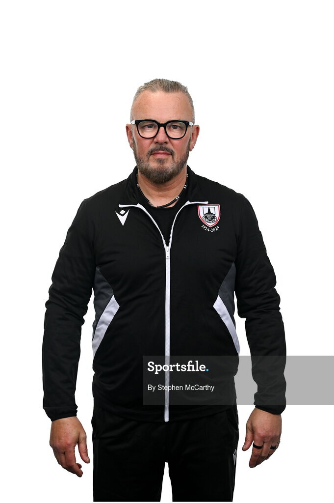 13 February 2024; Manager Stephen Henderson poses for a portrait during a Longford Town FC squad portraits session at John Hyland Park in Baldonnell, Dublin. Photo by Stephen McCarthy/Sportsfile