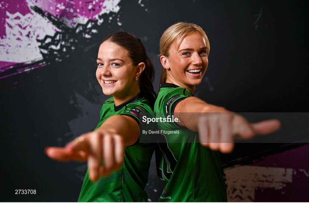 14 February 2024; Becky Watkins, left, and Erica Burke during a Peamount United FC squad portraits at PRL Park in Greenogue, Dublin. Photo by David Fitzgerald/Sportsfile
