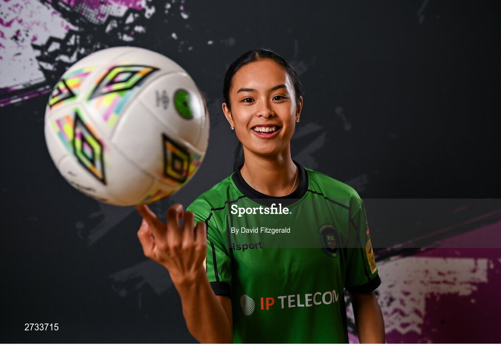 14 February 2024; Toni Marie Ceno poses for a portrait during a Peamount United FC squad portraits at PRL Park in Greenogue, Dublin. Photo by David Fitzgerald/Sportsfile