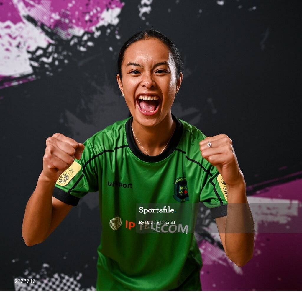 14 February 2024; Toni Marie Ceno poses for a portrait during a Peamount United FC squad portraits at PRL Park in Greenogue, Dublin. Photo by David Fitzgerald/Sportsfile