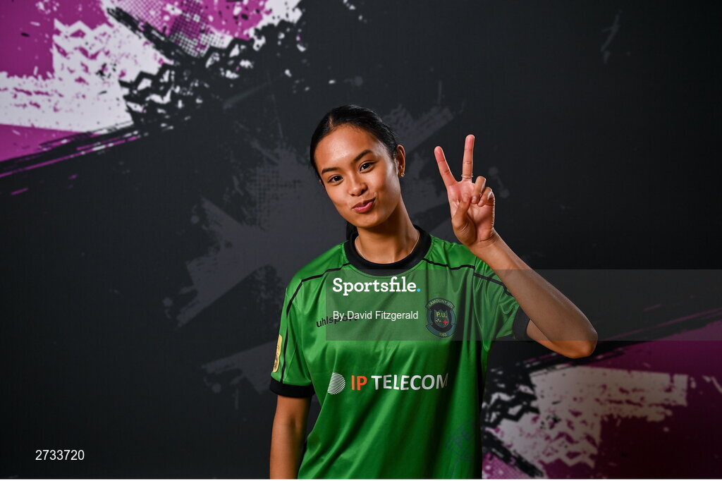 14 February 2024; Toni Marie Ceno poses for a portrait during a Peamount United FC squad portraits at PRL Park in Greenogue, Dublin. Photo by David Fitzgerald/Sportsfile