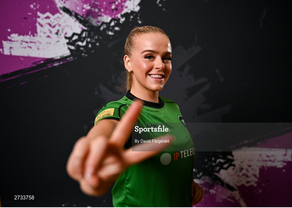 14 February 2024; Ciara Maher poses for a portrait during a Peamount United FC squad portraits at PRL Park in Greenogue, Dublin. Photo by David Fitzgerald/Sportsfile