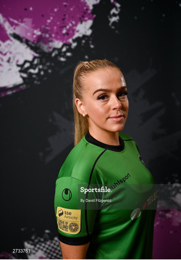 14 February 2024; Ciara Maher poses for a portrait during a Peamount United FC squad portraits at PRL Park in Greenogue, Dublin. Photo by David Fitzgerald/Sportsfile
