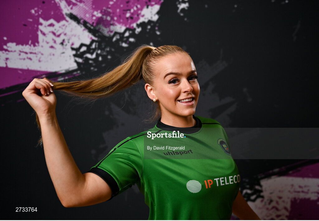 14 February 2024; Ciara Maher poses for a portrait during a Peamount United FC squad portraits at PRL Park in Greenogue, Dublin. Photo by David Fitzgerald/Sportsfile