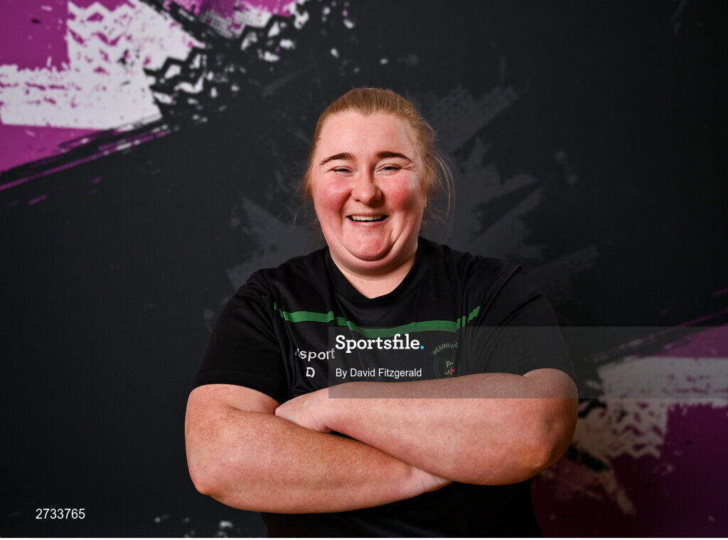 14 February 2024; Assistant manager Emma Donohoe poses for a portrait during a Peamount United FC squad portraits at PRL Park in Greenogue, Dublin. Photo by David Fitzgerald/Sportsfile