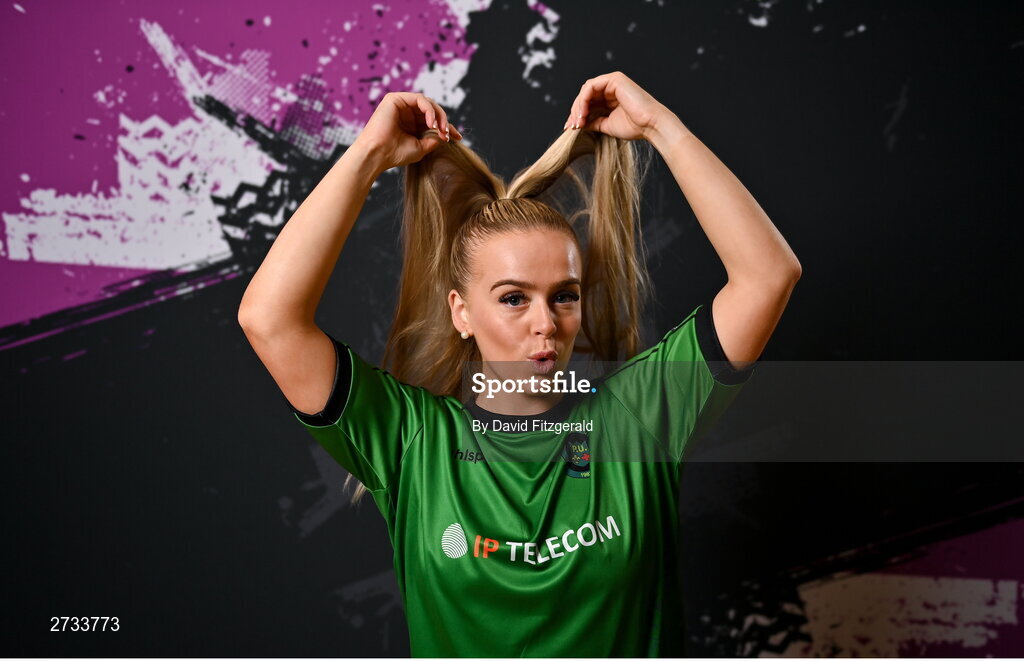 14 February 2024; Ciara Maher poses for a portrait during a Peamount United FC squad portraits at PRL Park in Greenogue, Dublin. Photo by David Fitzgerald/Sportsfile