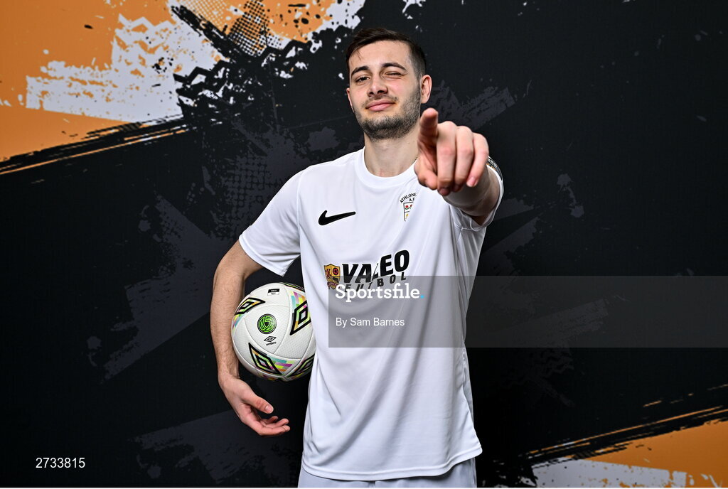 14 February 2024; Matthew Leal poses for a portrait during a Athlone Town FC squad portraits session at Athlone Town Stadium in Athlone, Westmeath. Photo by Sam Barnes/Sportsfile
