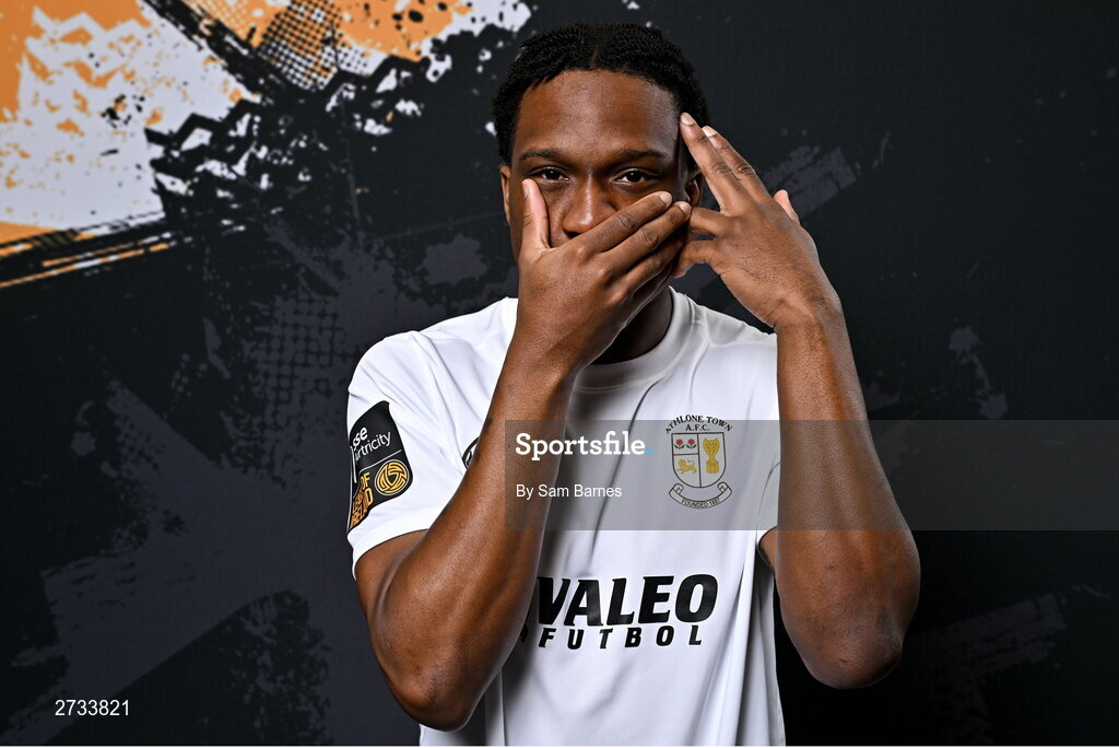 14 February 2024; Jamar Campion-Hinds poses for a portrait during a Athlone Town FC squad portraits session at Athlone Town Stadium in Athlone, Westmeath. Photo by Sam Barnes/Sportsfile