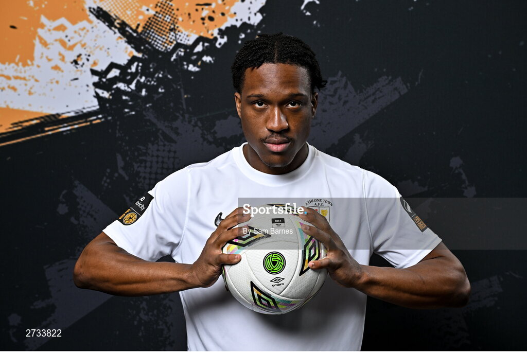 14 February 2024; Jamar Campion-Hinds poses for a portrait during a Athlone Town FC squad portraits session at Athlone Town Stadium in Athlone, Westmeath. Photo by Sam Barnes/Sportsfile