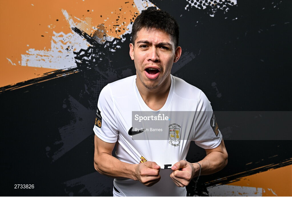 14 February 2024; German Fuentes Rodriguez poses for a portrait during a Athlone Town FC squad portraits session at Athlone Town Stadium in Athlone, Westmeath. Photo by Sam Barnes/Sportsfile