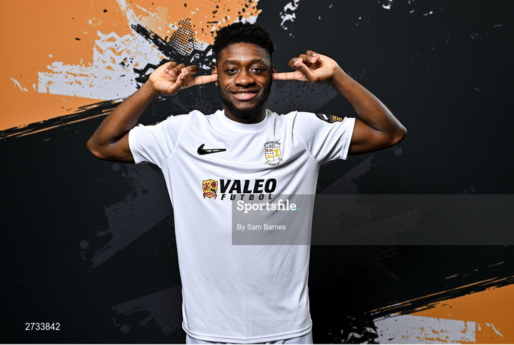 14 February 2024; Armado Oakley poses for a portrait during a Athlone Town FC squad portraits session at Athlone Town Stadium in Athlone, Westmeath. Photo by Sam Barnes/Sportsfile