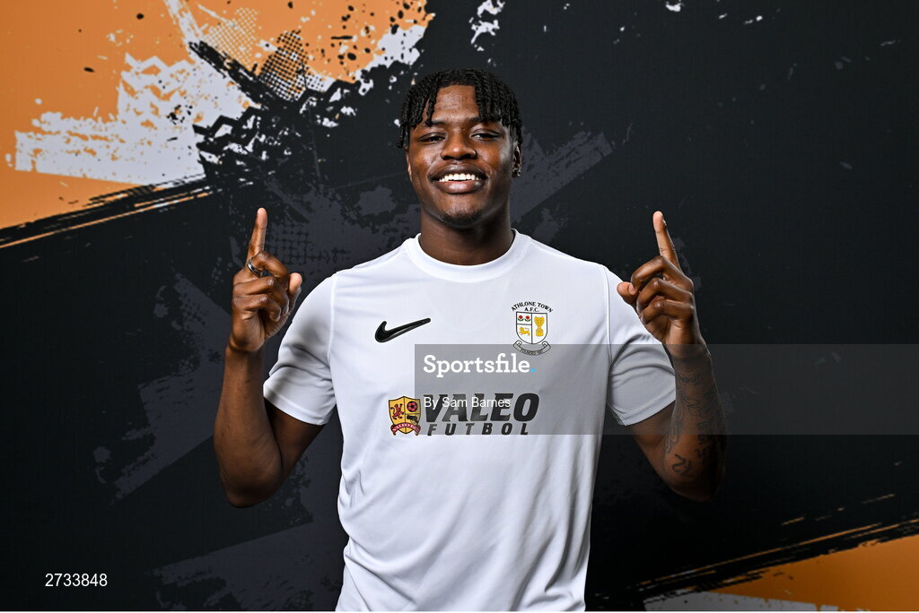 14 February 2024; Jamal Ibrahim poses for a portrait during a Athlone Town FC squad portraits session at Athlone Town Stadium in Athlone, Westmeath. Photo by Sam Barnes/Sportsfile