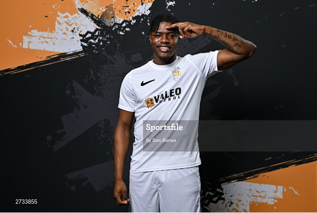 14 February 2024; Jamal Ibrahim poses for a portrait during a Athlone Town FC squad portraits session at Athlone Town Stadium in Athlone, Westmeath. Photo by Sam Barnes/Sportsfile