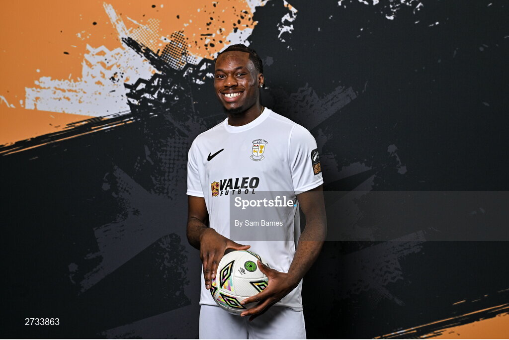 14 February 2024; Divine Izekor poses for a portrait during a Athlone Town FC squad portraits session at Athlone Town Stadium in Athlone, Westmeath. Photo by Sam Barnes/Sportsfile
