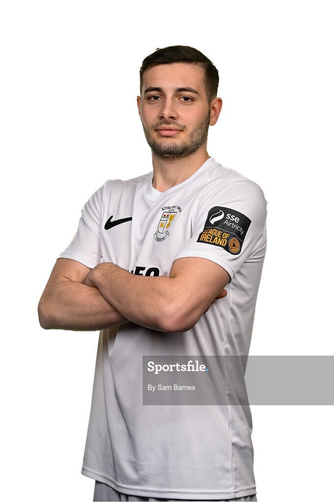 14 February 2024; Matthew Leal poses for a portrait during a Athlone Town FC squad portraits session at Athlone Town Stadium in Athlone, Westmeath. Photo by Sam Barnes/Sportsfile