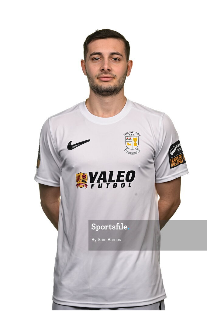 14 February 2024; Matthew Leal poses for a portrait during a Athlone Town FC squad portraits session at Athlone Town Stadium in Athlone, Westmeath. Photo by Sam Barnes/Sportsfile
