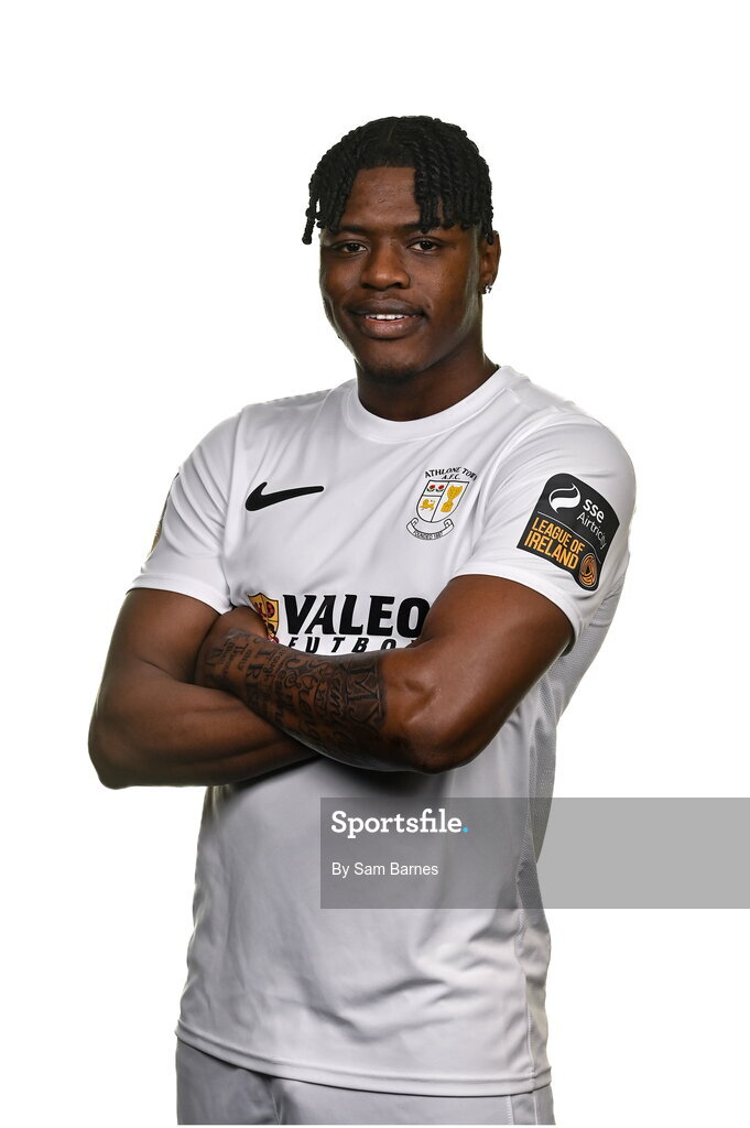 14 February 2024; Jamal Ibrahim poses for a portrait during a Athlone Town FC squad portraits session at Athlone Town Stadium in Athlone, Westmeath. Photo by Sam Barnes/Sportsfile