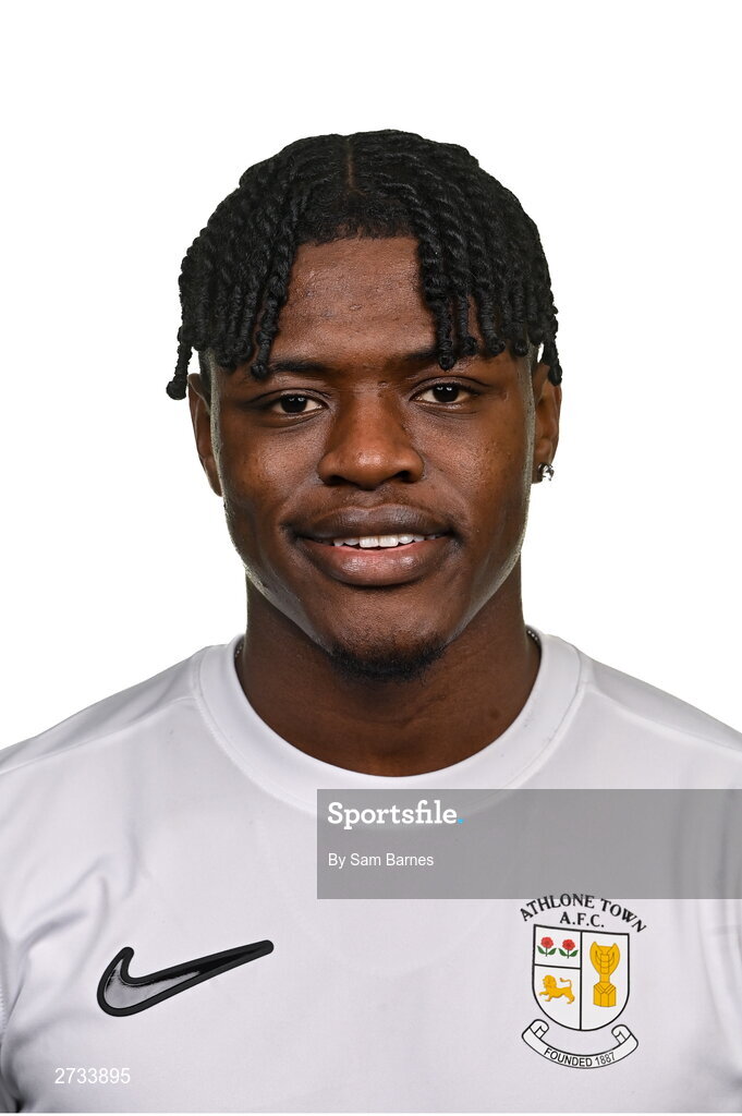 14 February 2024; Jamal Ibrahim poses for a portrait during a Athlone Town FC squad portraits session at Athlone Town Stadium in Athlone, Westmeath. Photo by Sam Barnes/Sportsfile