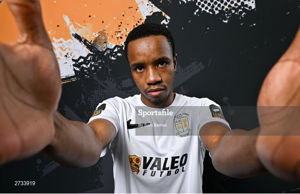 14 February 2024; Renei Batlokwa poses for a portrait during a Athlone Town FC squad portraits session at Athlone Town Stadium in Athlone, Westmeath. Photo by Sam Barnes/Sportsfile
