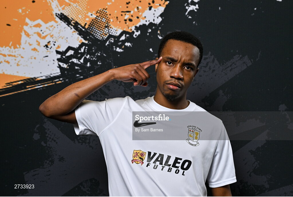 14 February 2024; Renei Batlokwa poses for a portrait during a Athlone Town FC squad portraits session at Athlone Town Stadium in Athlone, Westmeath. Photo by Sam Barnes/Sportsfile