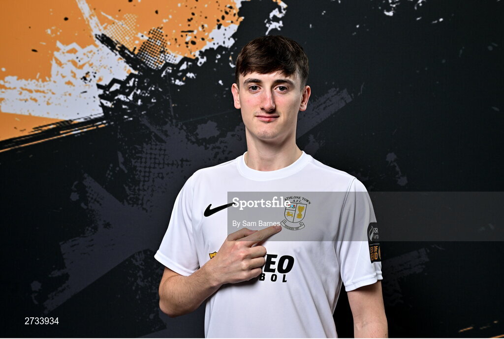 14 February 2024; Oisin Duffy poses for a portrait during a Athlone Town FC squad portraits session at Athlone Town Stadium in Athlone, Westmeath. Photo by Sam Barnes/Sportsfile