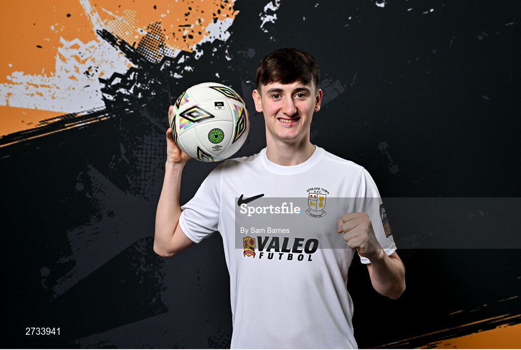 14 February 2024; Oisin Duffy poses for a portrait during a Athlone Town FC squad portraits session at Athlone Town Stadium in Athlone, Westmeath. Photo by Sam Barnes/Sportsfile
