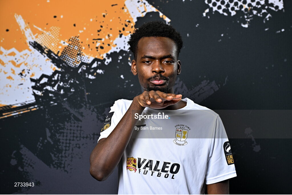 14 February 2024; Abdul Barrie poses for a portrait during a Athlone Town FC squad portraits session at Athlone Town Stadium in Athlone, Westmeath. Photo by Sam Barnes/Sportsfile