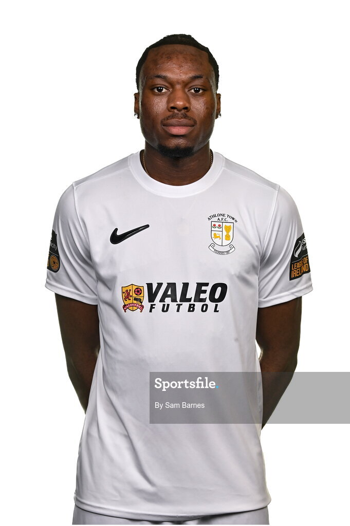 14 February 2024; Divine Izekor poses for a portrait during a Athlone Town FC squad portraits session at Athlone Town Stadium in Athlone, Westmeath. Photo by Sam Barnes/Sportsfile