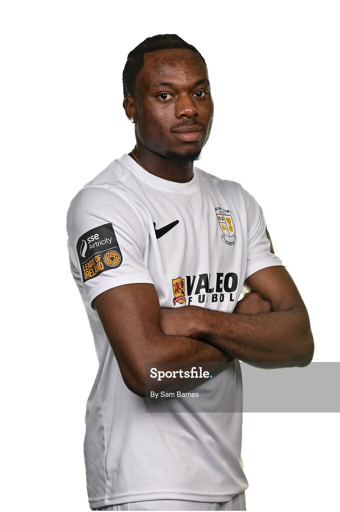 14 February 2024; Divine Izekor poses for a portrait during a Athlone Town FC squad portraits session at Athlone Town Stadium in Athlone, Westmeath. Photo by Sam Barnes/Sportsfile