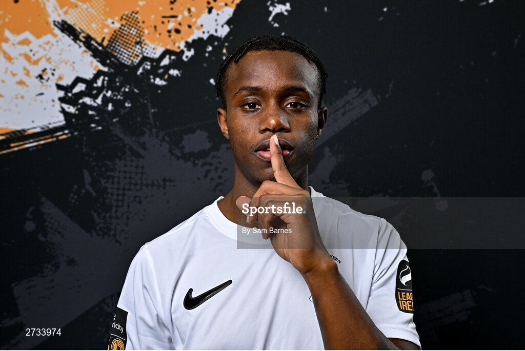14 February 2024; Carl Mujaguzi poses for a portrait during a Athlone Town FC squad portraits session at Athlone Town Stadium in Athlone, Westmeath. Photo by Sam Barnes/Sportsfile