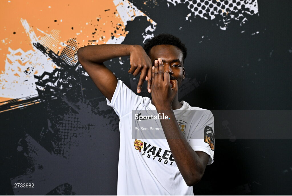 14 February 2024; Abdul Barrie poses for a portrait during a Athlone Town FC squad portraits session at Athlone Town Stadium in Athlone, Westmeath. Photo by Sam Barnes/Sportsfile