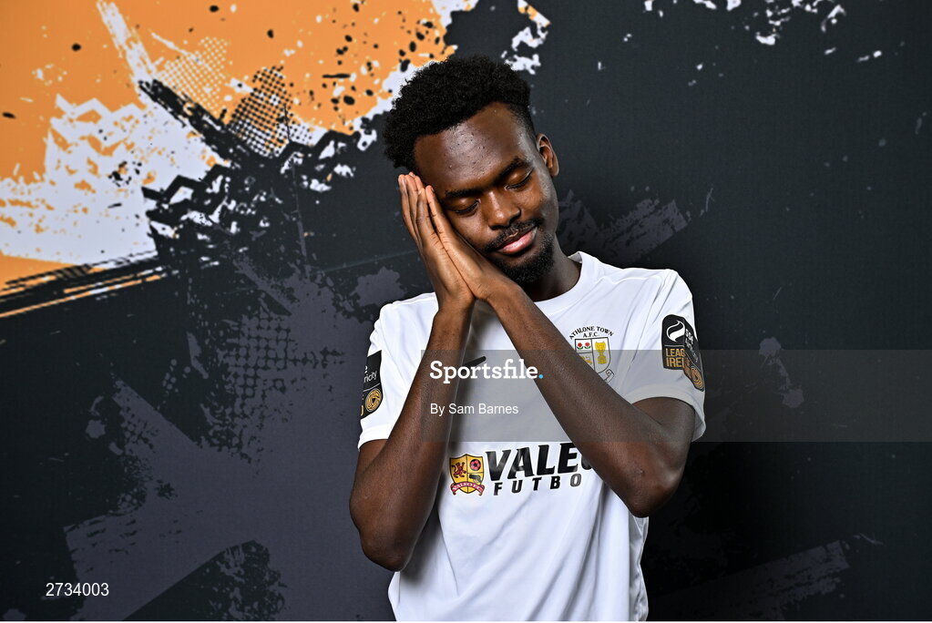 14 February 2024; Abdul Barrie poses for a portrait during a Athlone Town FC squad portraits session at Athlone Town Stadium in Athlone, Westmeath. Photo by Sam Barnes/Sportsfile
