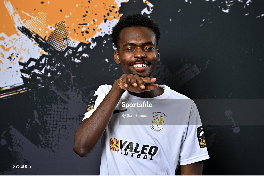 14 February 2024; Abdul Barrie poses for a portrait during a Athlone Town FC squad portraits session at Athlone Town Stadium in Athlone, Westmeath. Photo by Sam Barnes/Sportsfile