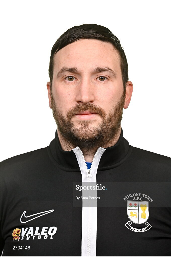14 February 2024; Athlone Town FC goalkeeper coach Ian Bolger poses for a portrait during a Athlone Town FC squad portraits session at Athlone Town Stadium in Athlone, Westmeath. Photo by Sam Barnes/Sportsfile
