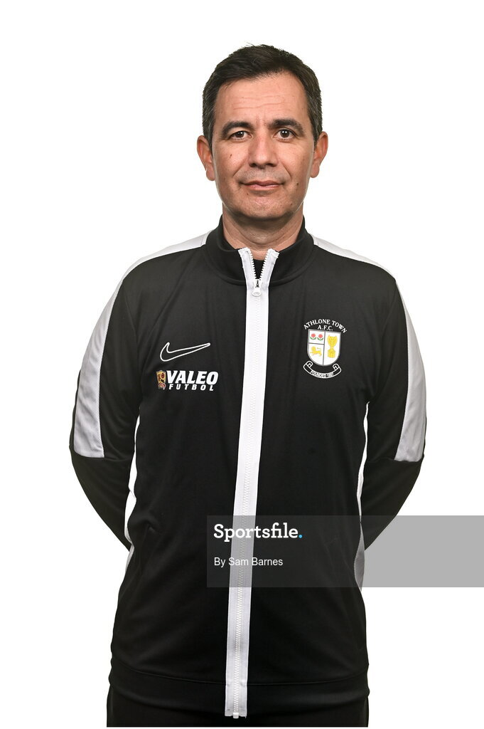 14 February 2024; Athlone Town Manager Dario Castelo poses for a portrait during a Athlone Town FC squad portraits session at Athlone Town Stadium in Athlone, Westmeath. Photo by Sam Barnes/Sportsfile