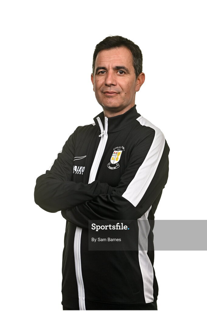 14 February 2024; Athlone Town Manager Dario Castelo poses for a portrait during a Athlone Town FC squad portraits session at Athlone Town Stadium in Athlone, Westmeath. Photo by Sam Barnes/Sportsfile