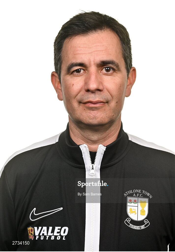 14 February 2024; Athlone Town Manager Dario Castelo poses for a portrait during a Athlone Town FC squad portraits session at Athlone Town Stadium in Athlone, Westmeath. Photo by Sam Barnes/Sportsfile