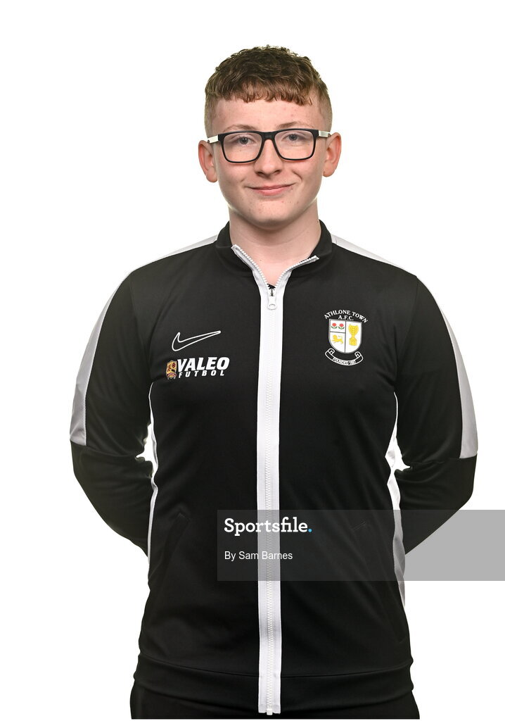 14 February 2024; Athlone Town Social Media Manager Alex Bolger poses for a portrait during a Athlone Town FC squad portraits session at Athlone Town Stadium in Athlone, Westmeath. Photo by Sam Barnes/Sportsfile