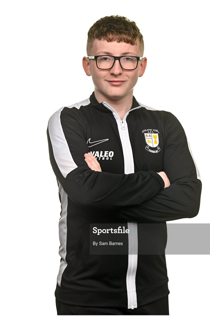 14 February 2024; Athlone Town Social Media Manager Alex Bolger poses for a portrait during a Athlone Town FC squad portraits session at Athlone Town Stadium in Athlone, Westmeath. Photo by Sam Barnes/Sportsfile