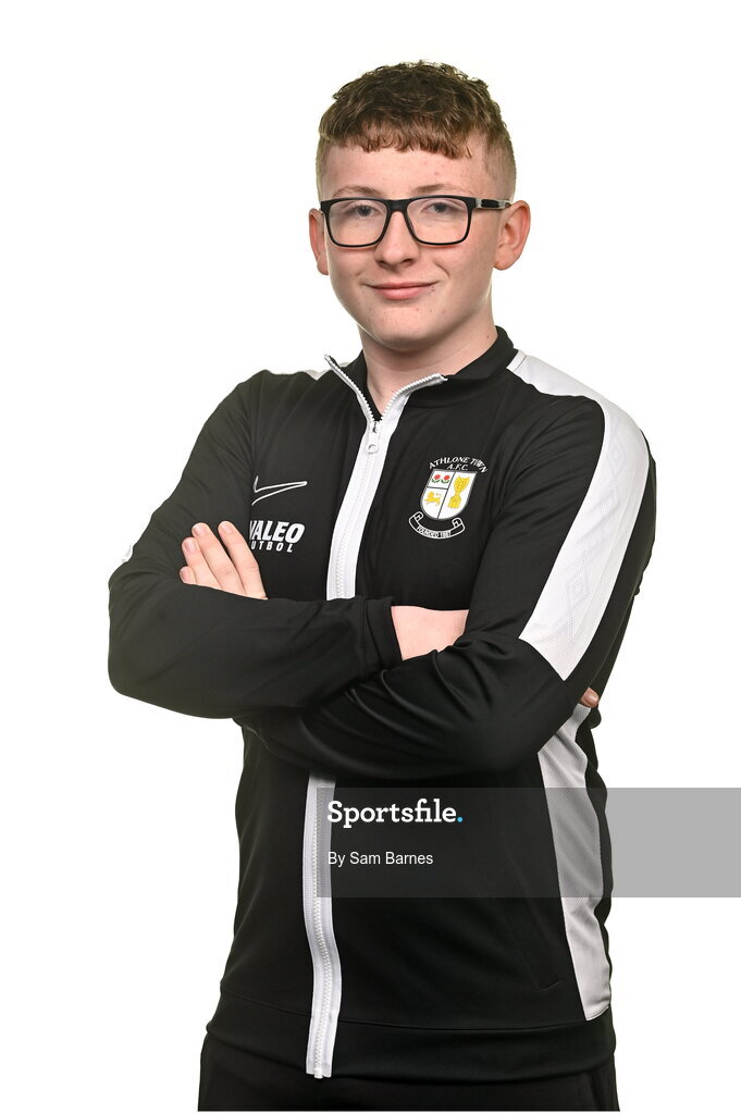 14 February 2024; Athlone Town Social Media Manager Alex Bolger poses for a portrait during a Athlone Town FC squad portraits session at Athlone Town Stadium in Athlone, Westmeath. Photo by Sam Barnes/Sportsfile