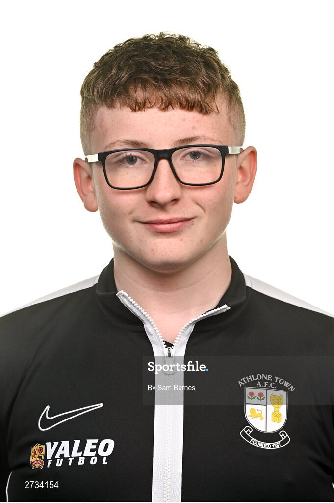 14 February 2024; Athlone Town Social Media Manager Alex Bolger poses for a portrait during a Athlone Town FC squad portraits session at Athlone Town Stadium in Athlone, Westmeath. Photo by Sam Barnes/Sportsfile